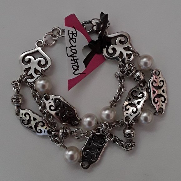 BRIGHTON Scroll  & Pearl Silver Bracelet GENEVA - Picture 6 of 6